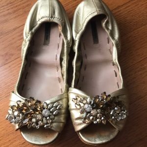 Size 35.5 authentic Mui Mui gold flats